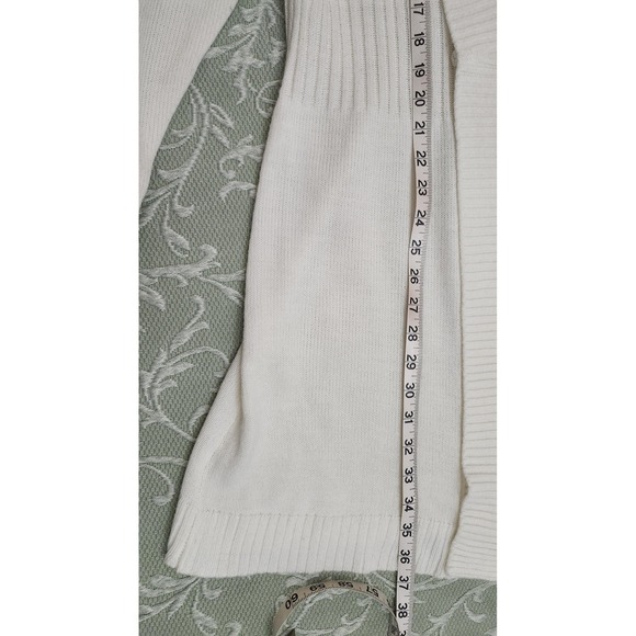 Antthony Cardigan Sweater Womens Medium Ivory Shawl Collar Button Ribbed Knit - Picture 8 of 15